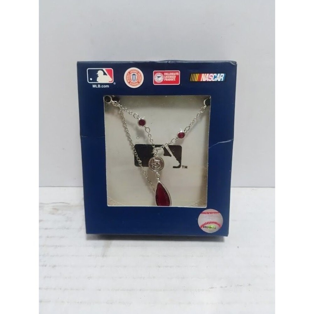 LOGOART OFFICIAL MLB ST LOUIS CARDINALS BASEBALL TEARDROP NECKLACE NEW IN BOX